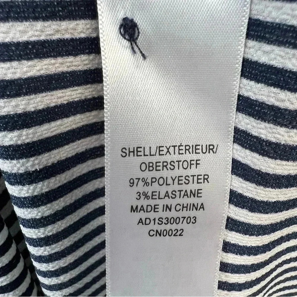 Adrianna papell black striped blouse SZ LG - Picture 4 of 4